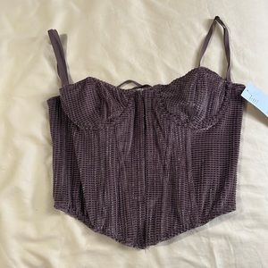 Urban outfitters velvet corset, never worn, size S, removal straps